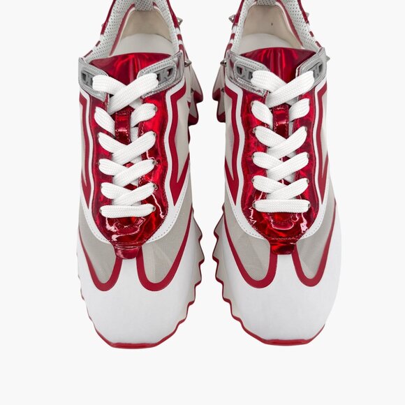 Christian Louboutin Sharkina White Mesh Red Sneakers Size 40 US 10 Women's 6917 - Picture 5 of 15
